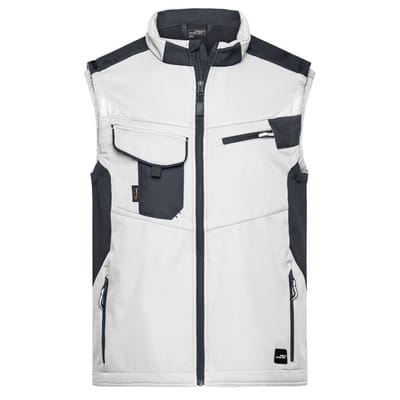 James&nicholson - jn Workwear Softshell Vest JN845 100%PES, white/carbon, Größe 2XL