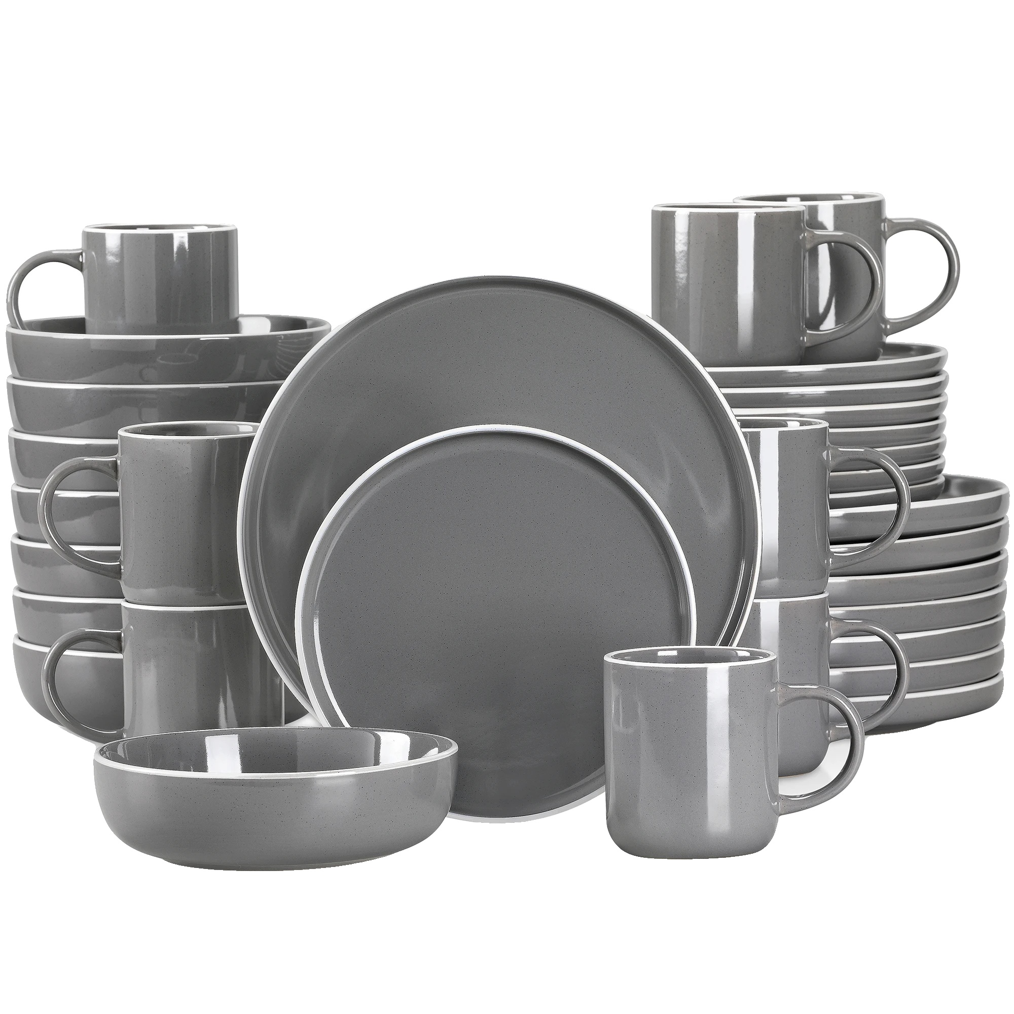 Geschirrset, Elegantes Design, Komplettes Tischset, Grau, 32-teilig