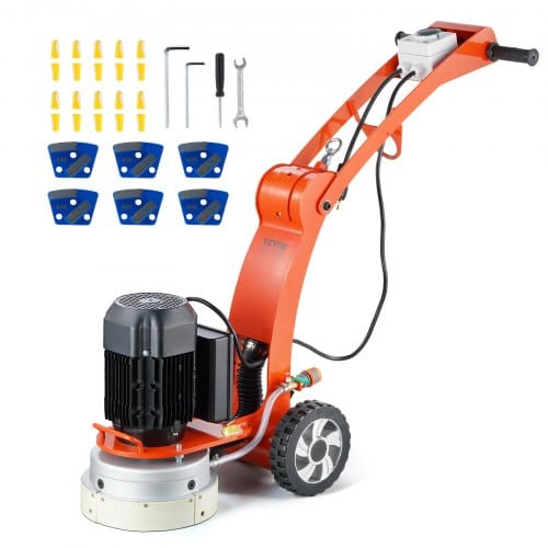 Elektrischer Betonbodenschleifer, 10 Zoll, Handgeführter Schleifer, 3,0 Ps, Betonbodenpolierer, 2200 W Schleifmaschine, 1430 U/min, Verbesserter Bürstenloser Motor, Oberflächenschleifer - Vevor
