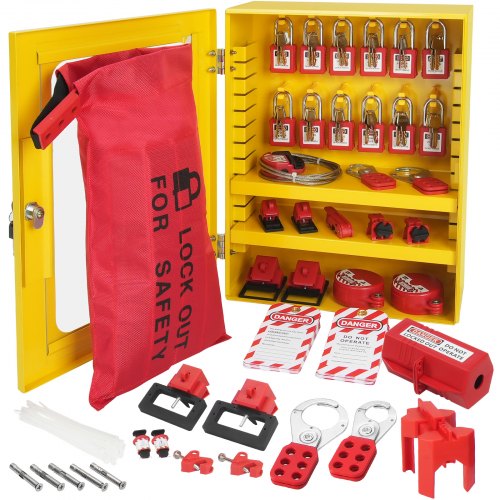 Elektrisches Lockout-tagout-kit, 59-teiliges Sicherheits-lockout-tagout-set Mit Vorhängeschlössern, Haspen, Anhängern, Kabelbindern, Steckerverriegelung, Leistungsschalterverriegelungen - Vevor