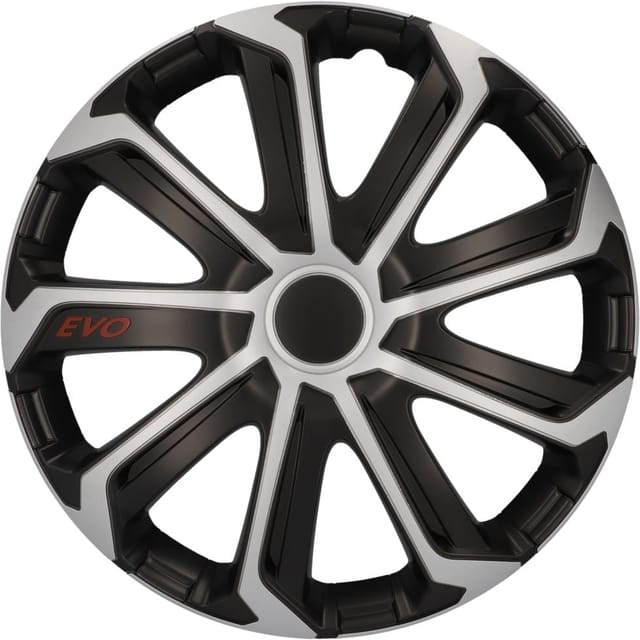 Radzierblende evo 35 cm 35 cm (14 Zoll) silber schwarz 4 stück Radkappe - Cartrend