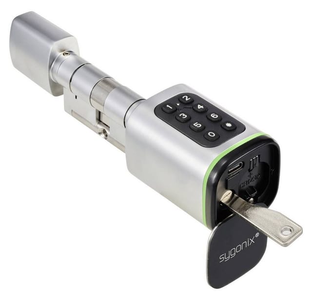 Sygonix - SY-6121660 Sicherheitszylinder 3 v/dc Bluetooth-fähig, mit beleuchteter Tastatur