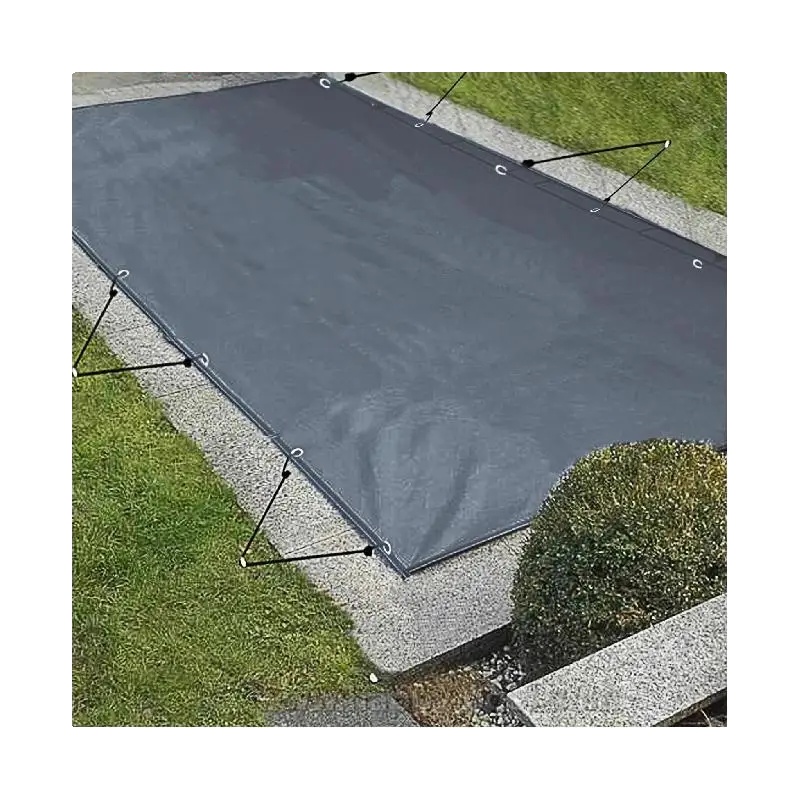 Sicherheits-poolabdeckung, 13 X 26 Fuß (ca. 4 X 8 M), Passend Für Pools Der Größe 12 X 25 Fuß (ca. 3,7 X 7,6 M), 650–680 G/m² Pvc, Anthrazit, Erdungsbolzen Aus Edelstahl 304