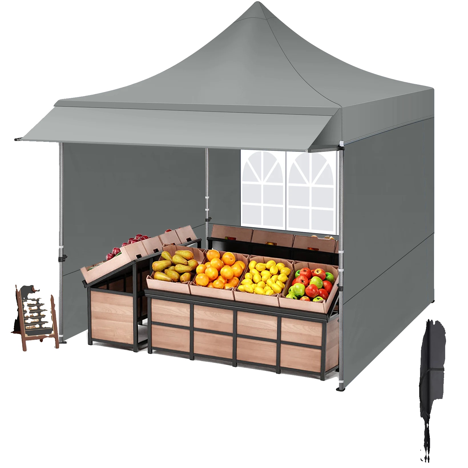 Faltpavillon, Wasserdicht, Höhenverstellbar, Grau, 3 X 3 M