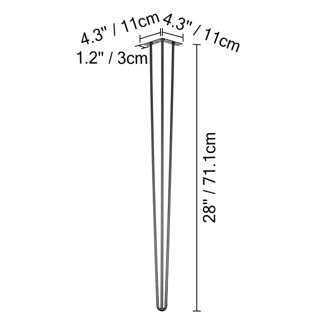 Tischbeine, Robuster Kohlenstoffstahl, Elegantes Haarnadel-design, 71 Cm (28 Zoll)