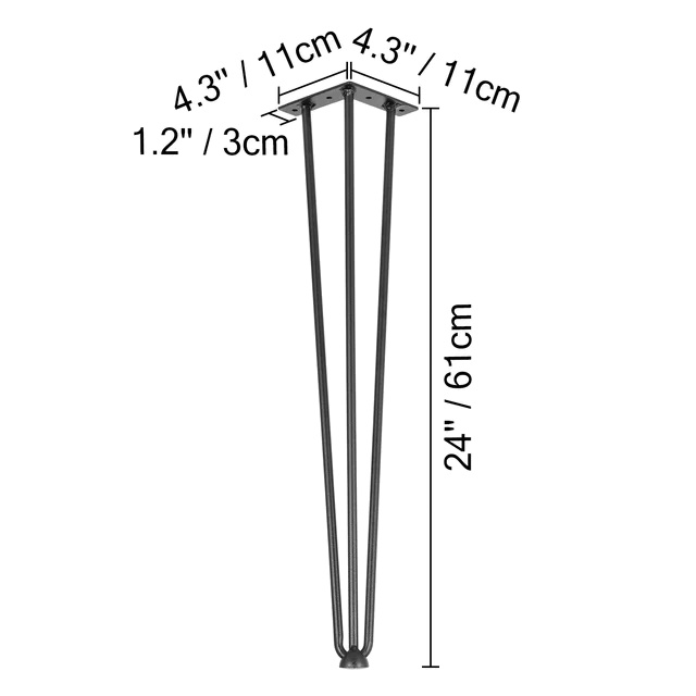 Tischbeine, Robuster Kohlenstoffstahl, Elegantes Haarnadel-design, 61 Cm (24 Zoll)