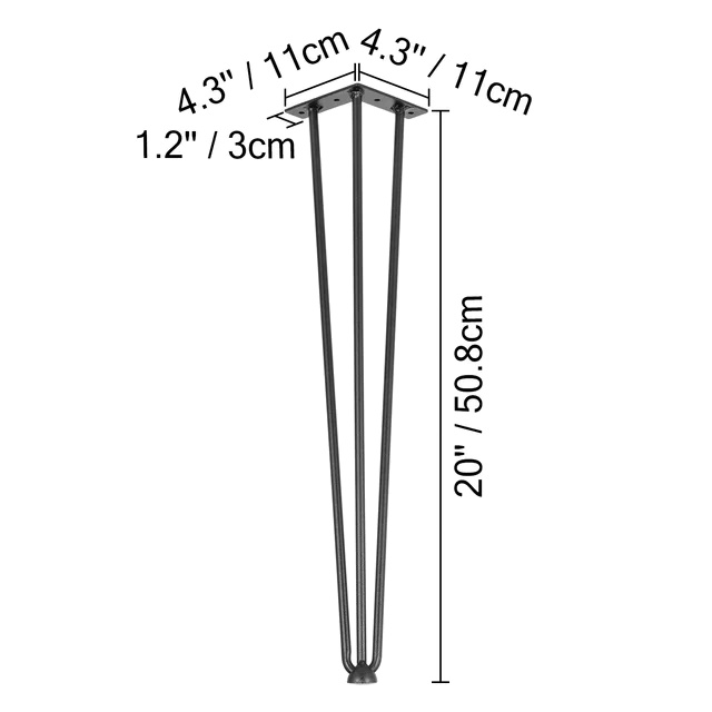 Tischbeine, Robuster Kohlenstoffstahl, Elegantes Haarnadel-design, 20 Zoll