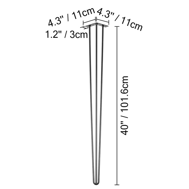 Tischbeine, Robuster Kohlenstoffstahl, Elegantes Haarnadel-design, 40 Zoll