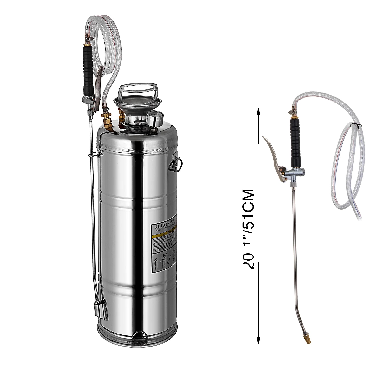 Handsprühgerät, Edelstahlkonstruktion, Verstellbare Düse, 12 L (3,5 Gallonen)