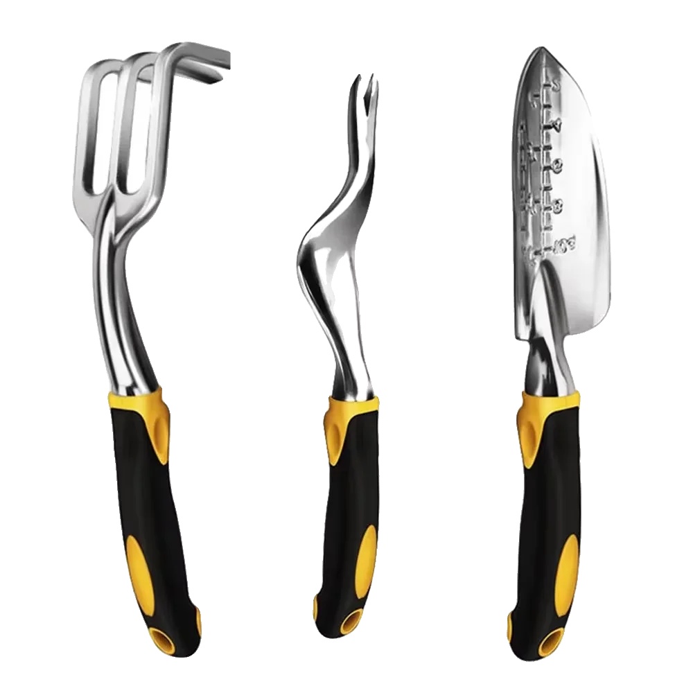 Gartengeräte-set, Ergonomischer Griff, Rostfreier Stahl, 3-teilig