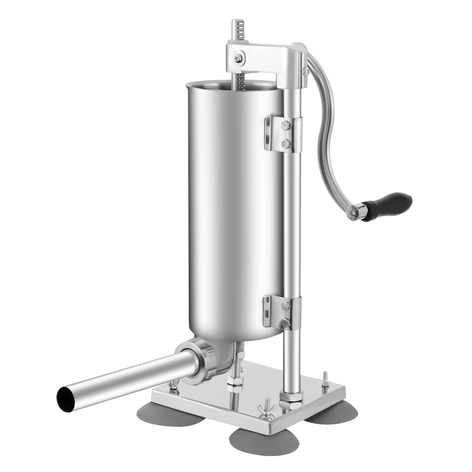 Wurstfüllmaschine, Handkurbelbetrieb, Inklusive Verschiedener Rohrgrößen, Silber