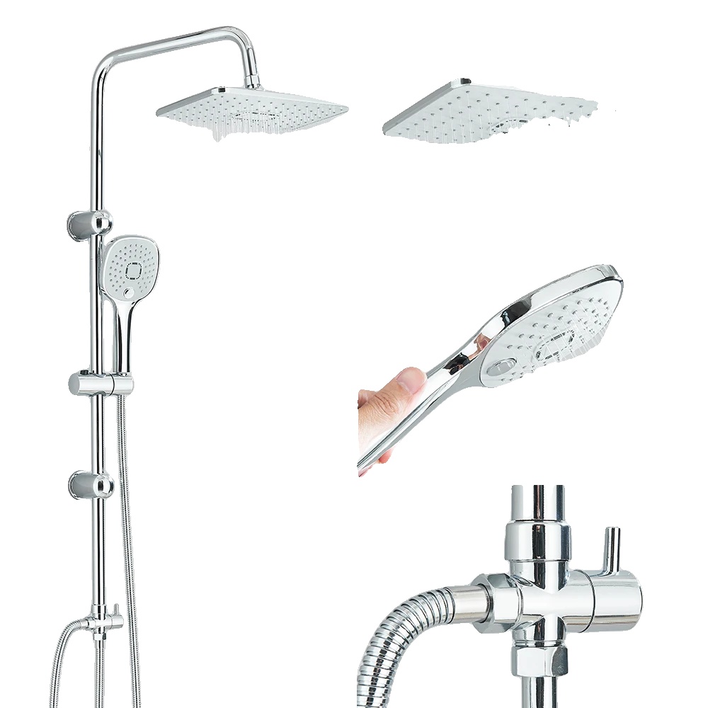Duschsystem, Handfunktion, Modernes Design, Chrom