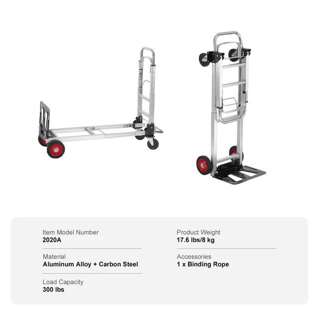 Klappbarer Trolley, Tragkraft 400 Lb, Umbaubares Design, 400 Lbs