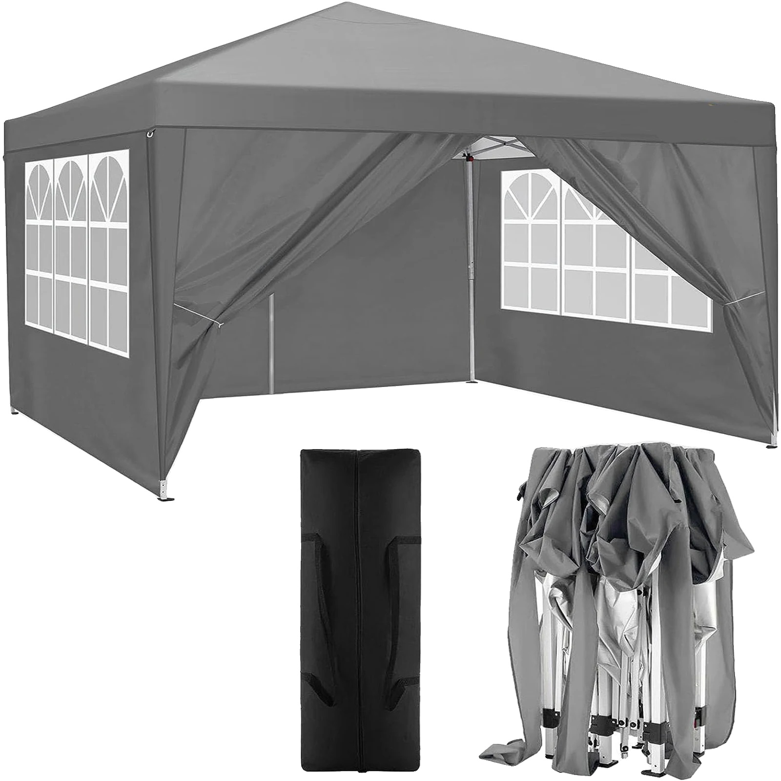 Pavillon, Wasserdicht, Einfacher Aufbau, Grau, 3x3 M