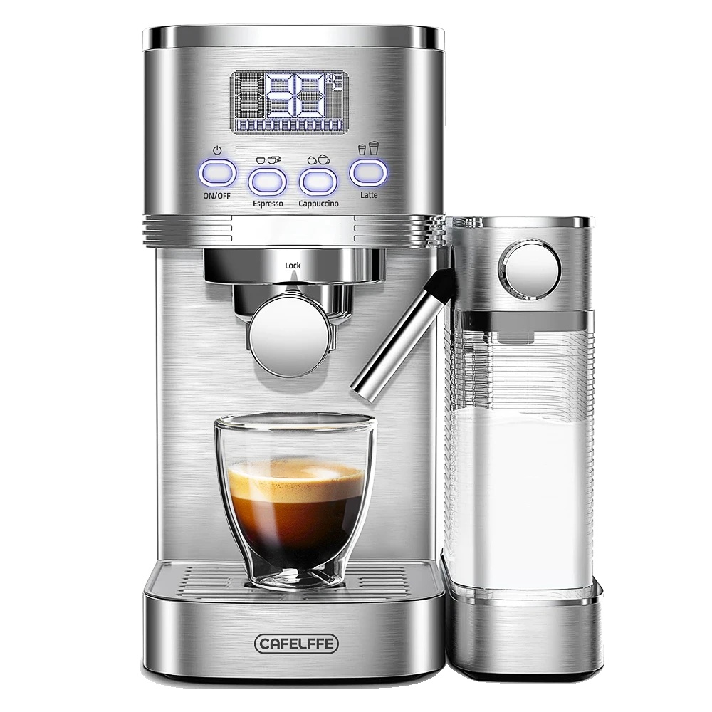 Espressomaschine, Automatischer Milchaufschäumer, 20 Bar Pumpendruck, Edelstahl, Eu