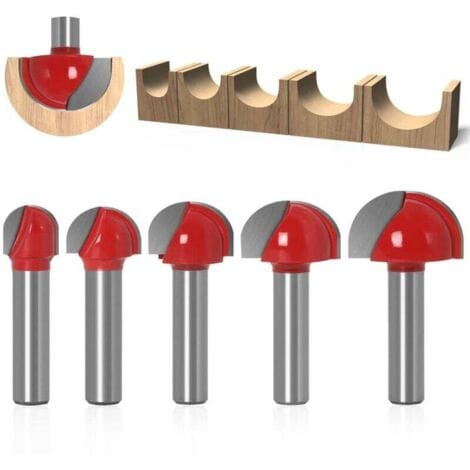 LaBlanc – Holz-Fräser mit rundem Boden, 5 Stück, Fräser, 8 mm Schaft, 12/16/19/22/25,4 mm, Nutfräser, Hartmetallschaft, Schlitzfräser für Oberfräsen,