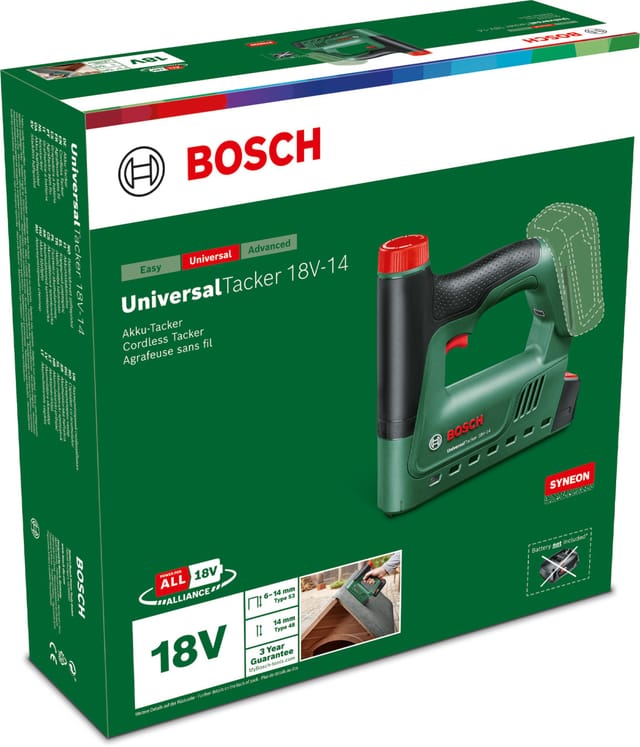 Akku-Tacker UniversalTacker 18V-14 mit 1000 Klammern und Papierabstandshalter