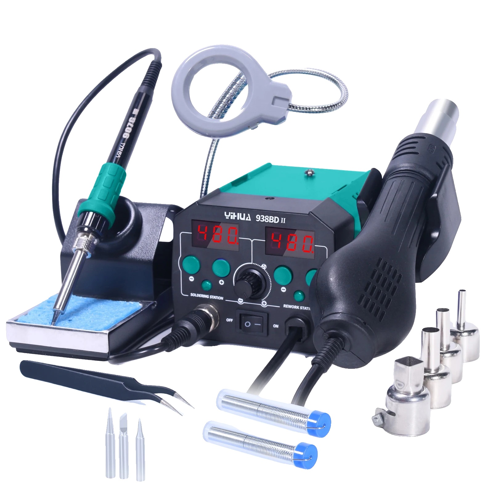 Heißluftpistole, Einstellbare Temperatur, Digitalanzeige, 938bd-ii Set2, 220 V