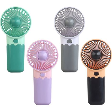 Set Mit 4 Tragbaren Ventilatoren Aus Kunststoff Mit Kabel Und Sicherheitsgitter, Ideal Für Reisen, Strand Und Camping.