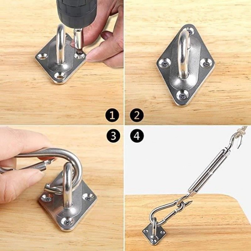 Befestigungsset Für Sonnensegel – Edelstahl 304 – Wandhalterungen – Verstellbarer Spanner