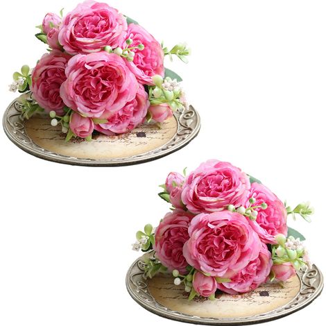 1 Strauß Künstlicher Blumen, Hochwertige Seide, Drahtstiel, Hochzeitsdekoration, Für Drinnen Und Draußen