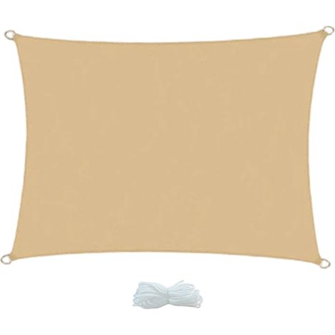 1 Sonnensegel 2x3m, Wasserdichtes Polyester, 95% Uv-schutz, Edelstahlringe, Garten, Terrasse, Balkon