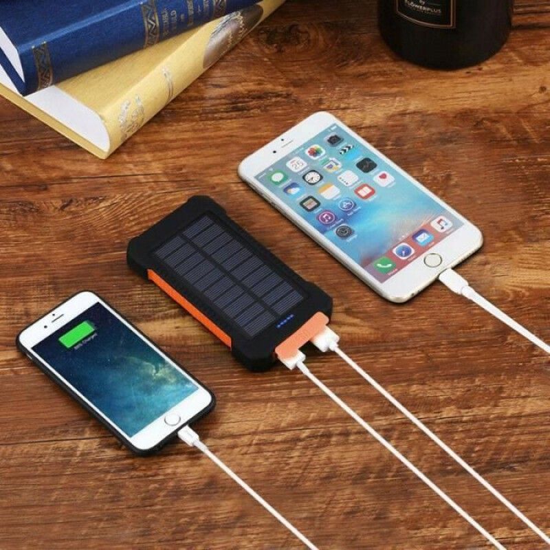 Kaide® 50000mah Tragbarer Solarakku – Orange – 2 Usb-anschlüsse – Wasserdichte Led-leuchte