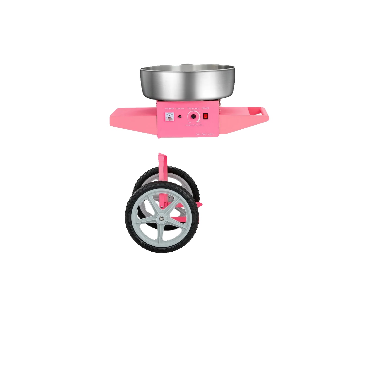 Zuckerwattemaschine, Edelstahlschüssel, Einstellbare Temperatur, Rosa