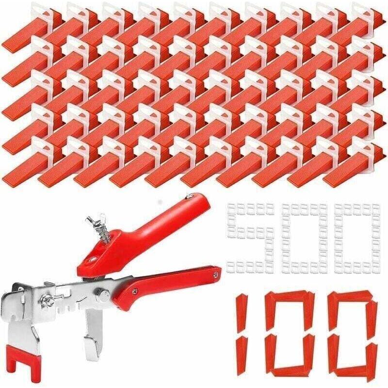 Fliesenkreuze, Fliesenverlegeset Mit 500 Fliesenkeilen Für 2-mm-fliesen, 100 Wiederverwendbaren Fliesenverlegekeilen Und 1 Fliesenzange Zum Verlegen Von Fliesen Pro Quadratmeter