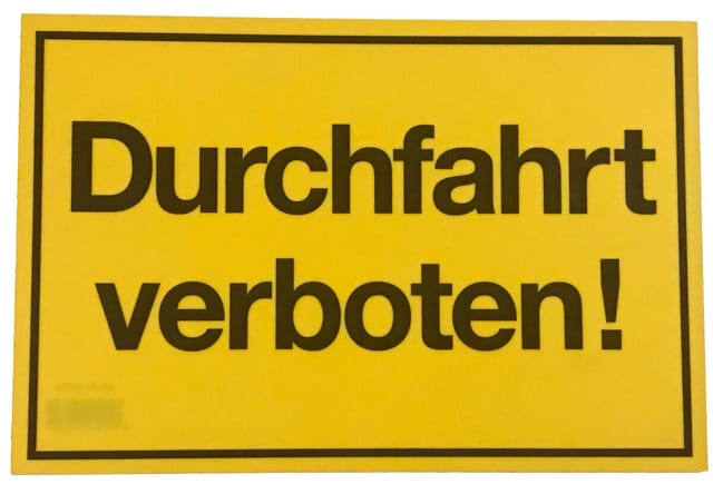 Metafranc Hinweisschild Durchfahrt verboten 200 x 300 mm Warnschilder