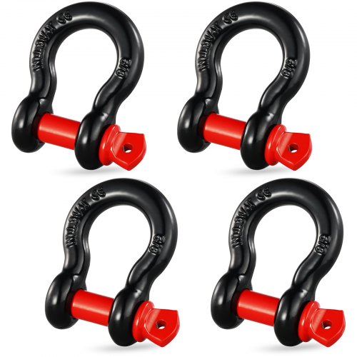 5/8 Zoll D-Ring-Schäkel, 4er-Pack Schäkel aus legiertem Stahl, 13 Tonnen Bruchfestigkeit mit 3/4 Zoll Schraubstift, robuster Bergungsschäkel für