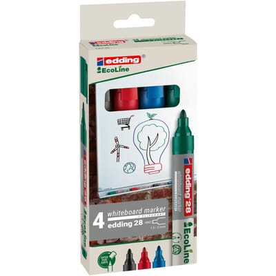 Edding - Whiteboardmarkerset 28 EcoLine schwarz/rot/blau/grün Strich-B.1,5-3mm Rundspitze