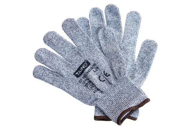 TAINO Schnittschutzhandschuhe Klasse 5 EN388 2er Set Größe L - Grau