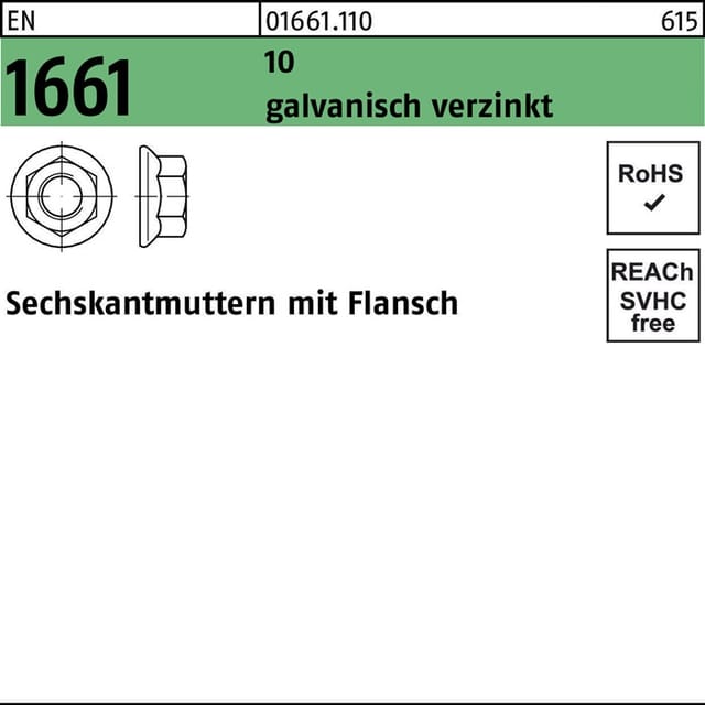 EN 1661 10 M 5 galv. verzinkt gal Zn S 1000 Stk