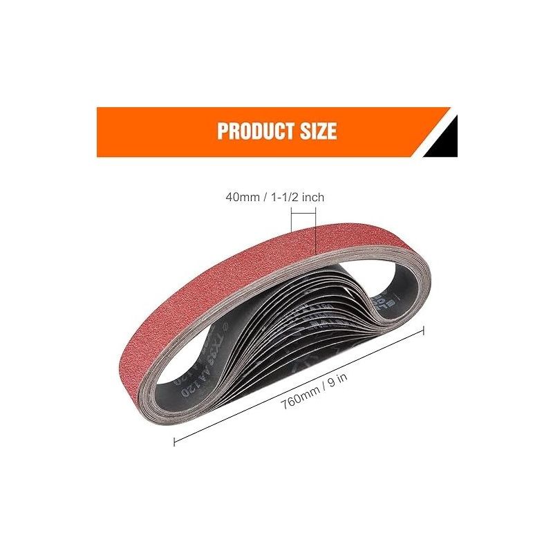40 X 760 Mm Schleifband – Gemischtes Schleifbandset (3 Körnungen 60/80/120/180/240) Für Bandschleifer, 15-teiliges Schleifband