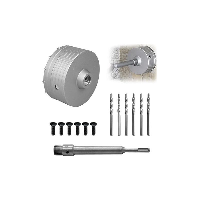 125-mm-bimetall-lochsäge Für Betonfliesen, Betonkernbohrer, Mit 220-mm-plus-adapter Und 6 X 110-mm-zentrierbohrern, Betonlochsäge