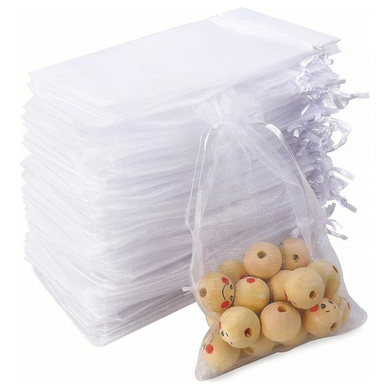Set Mit 100 Organzabeuteln, 10 X 15 Cm – Weiße Geschenktüten Mit Kordelzug – Beutel Für Süßigkeiten, Schmuck Und Blumen – Obstschutz