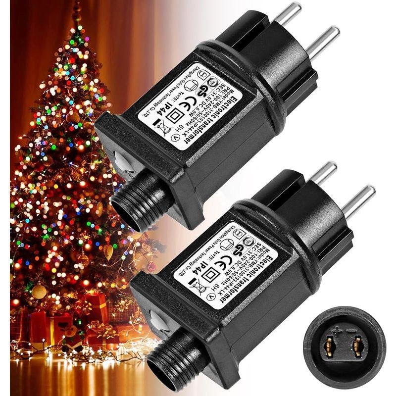 24v 6w Led-transformator – Ip44 Niederspannungsadapter Mit 8 Modi Und Timer – Für Weihnachtsbeleuchtung Und Dekorationen (2 Stück)