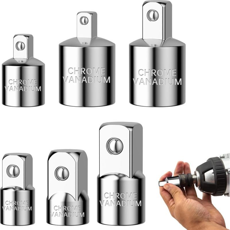 Adapter, 6-teiliges Adapterset, Ratschenadapter 1/4" Auf 3/8", 3/8" Auf 1/4", 3/8" Auf 1/2", 1/2" Auf 3/8", 1/2" Auf 1/4", 1/4" Auf 1/2" Für Ratschenschlüssel