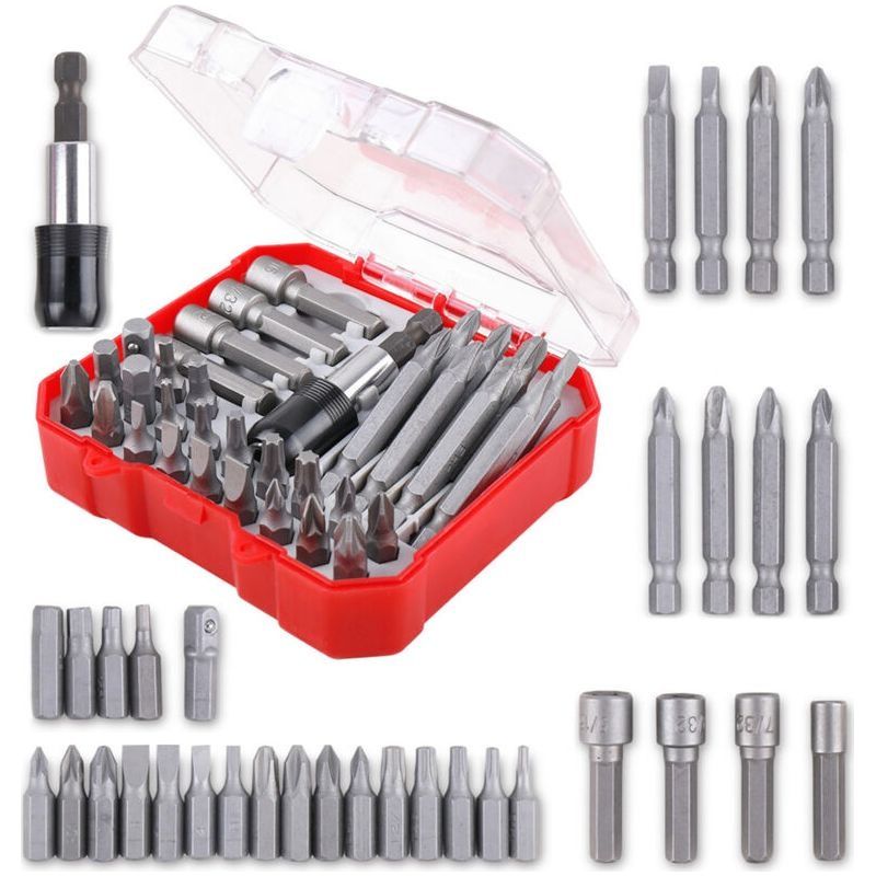 34-teiliges Schraubendreher-bit-set – Chrom-vanadium-stahl – Ph-, Pz-, T- Und Sechskant-bits – Inklusive Aufbewahrungskoffer