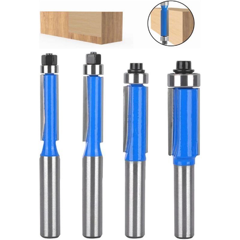 4-teiliges Bündigfräser-set – 8-mm-schaft – Kopierfräser Für Hartholz – Sauberer Und Präziser Schnitt – Cnc-kompatibel