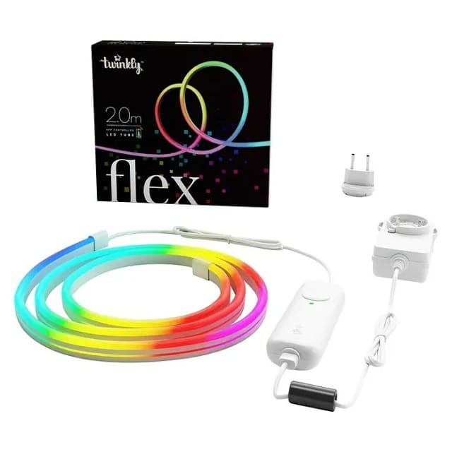 Flex – App-gesteuerter Flexibler Lichtschlauch mit rgb (16 Millionen Farben) LEDs. 2 Meter. Weißer Kabel. Innen Smart Home Dekoration Licht - Twinkly