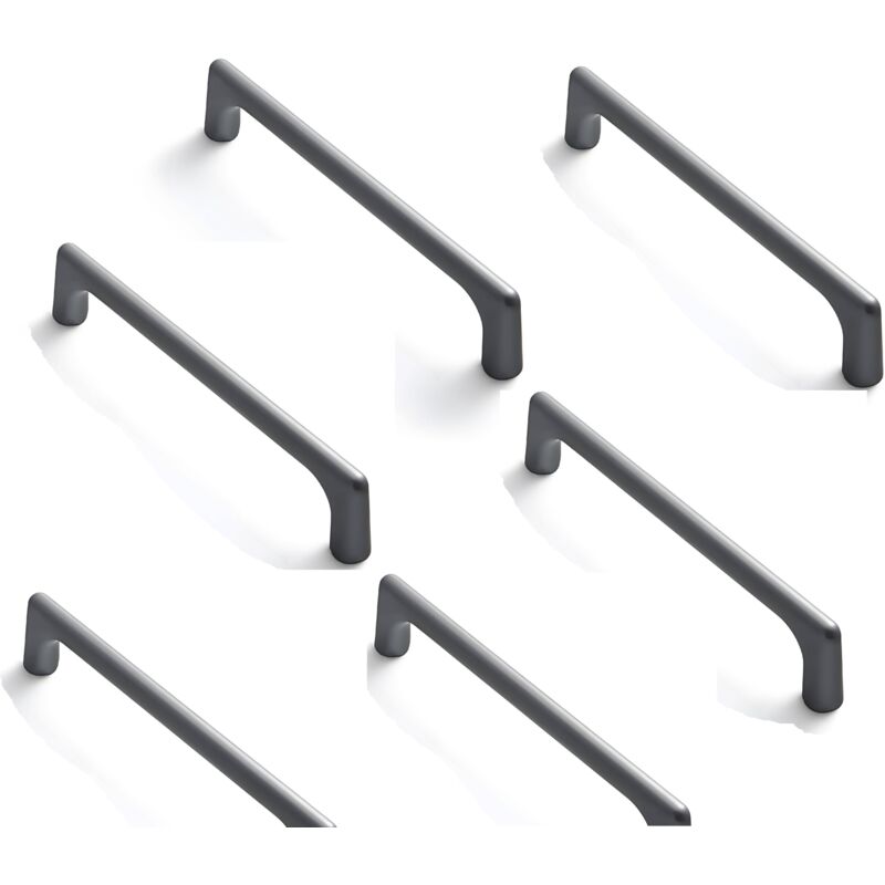 6 Stück Möbelgriffe, Küchenschrankgriffe, Schrankgriffe, 128 Mm, Grau, Dunkle Küchenschrankgriffe, Moderne Zinklegierung Mit Schrauben, Praktisch Und Komfortabel