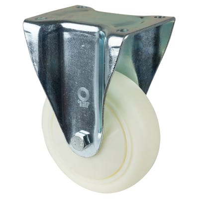 Bockrolle Rad-Ø 150 mm Tragfähigkeit 600 kg Kunststoff Platte L138xB110 mm Farbe Rolle weiß