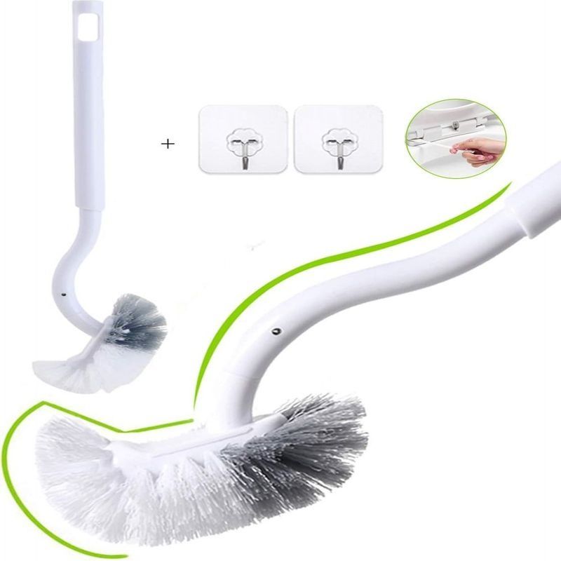 40 Cm Gebogene Wc-bürste – Weicher Bürstenkopf Aus Abs Und Pp – Gründliche Reinigung Unter Dem Rand – 2-teiliges Set Mit Haken
