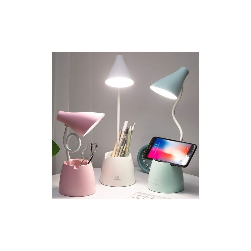 – 360° Flexible Led-schreibtischlampe – 3 Beleuchtungsmodi – Stufenloses Dimmen – Integrierte Halterung Für Smartphone Und Stift – Bis Zu 36 Stunden Akkulaufzeit