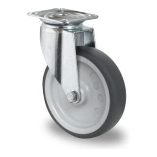 Promat - Lenkrolle Rad-Ø 100 mm grau Tragfähigkeit 100 kg mit Anschraubplatte Thermoplast. Elastomer 95° Shore a