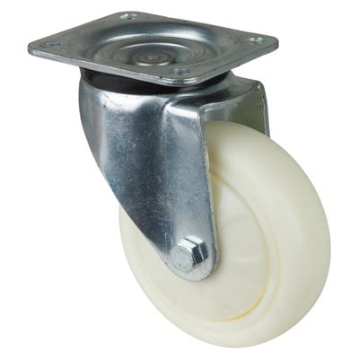 Bs Rollen - Lenkrolle Rad-Ø 150 mm Tragfähigkeit 650 kg Kunststoff Platte L135xB110 mm Farbe Rolle weiß