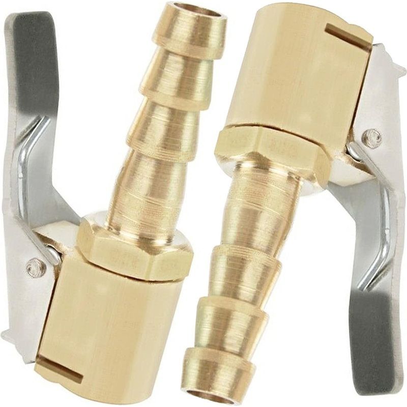 Set Mit 2 Messing-aufblasdüsen (8 Mm) – Anschlüsse Für Auto-, Motorrad- Und Fahrradreifen – Silberner Clip Zur Steuerung