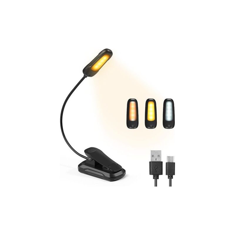 – Wiederaufladbare Led-leselampe Mit 3 Helligkeitsstufen – 360° Flexibler Hals – 12 Stunden Akkulaufzeit – Flimmerfreier Augenschutz
